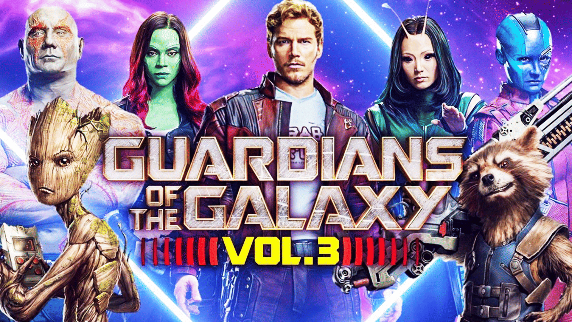 Marvel Studios Guardians Of The Galaxy Vol 3 trailer release starring Chris Pratt Zoe Saldana Dave Bautista