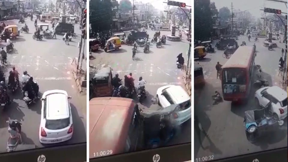 MP News: Bus driver died of heart attack, bike rider also died due to accident