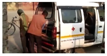 Farmers were carrying manure in an ambulance in Banda