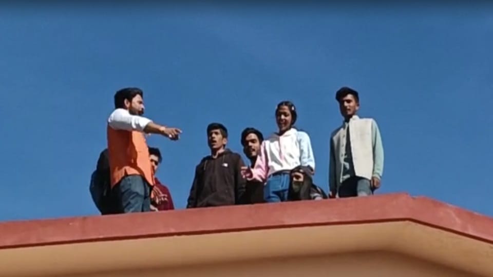 Uttarakhand news: Students climb on roof of college with petrol bottle for Student union election in tehri
