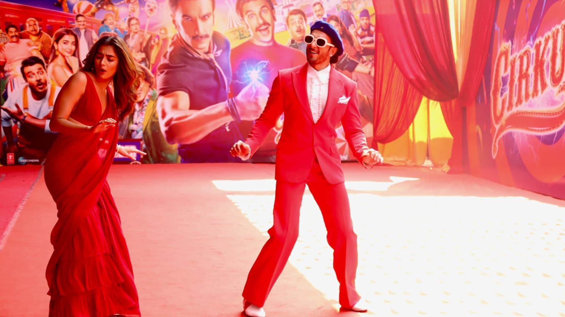 Cirkus Trailer launch  Ranveer singh dancing with Pooja at the event Deepika Padukone at rohit shetty film
