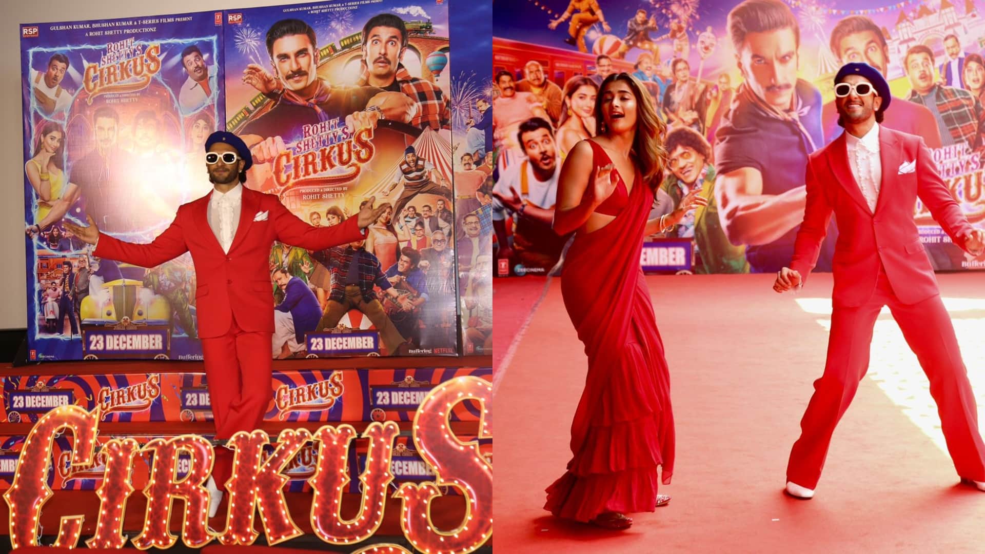 Cirkus Trailer launch  Ranveer singh dancing with Pooja at the event Deepika Padukone at rohit shetty film