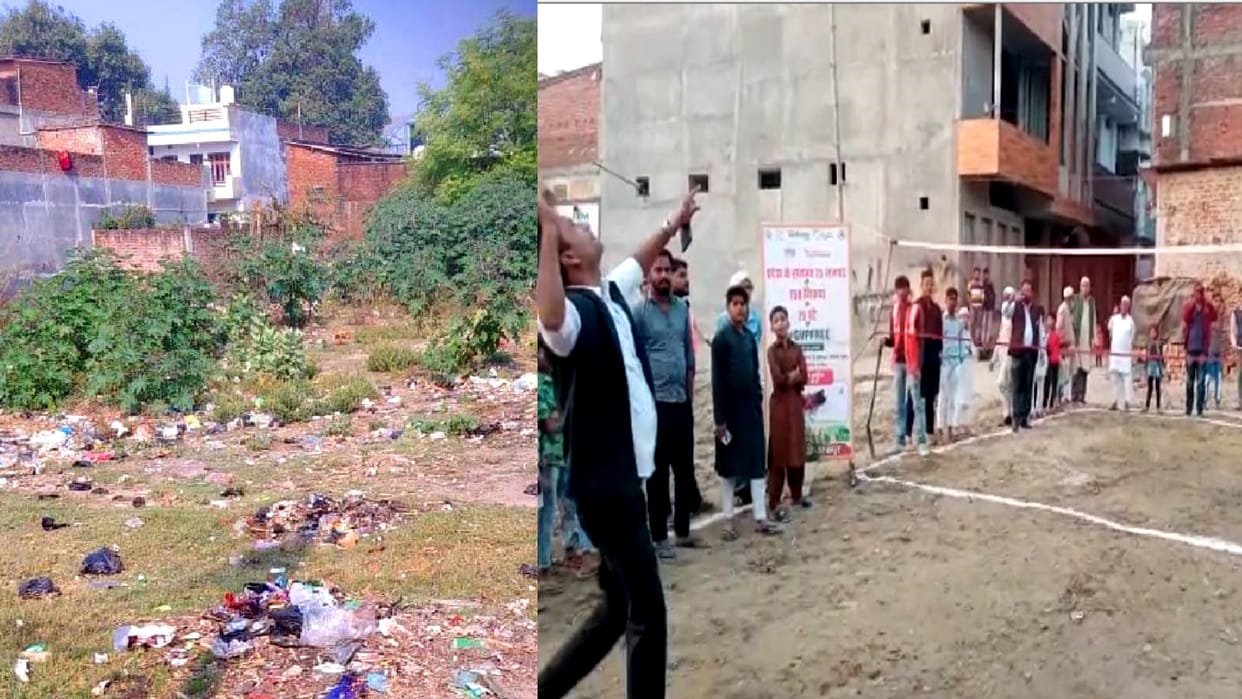 Officials played badminton where there was a pile of garbage