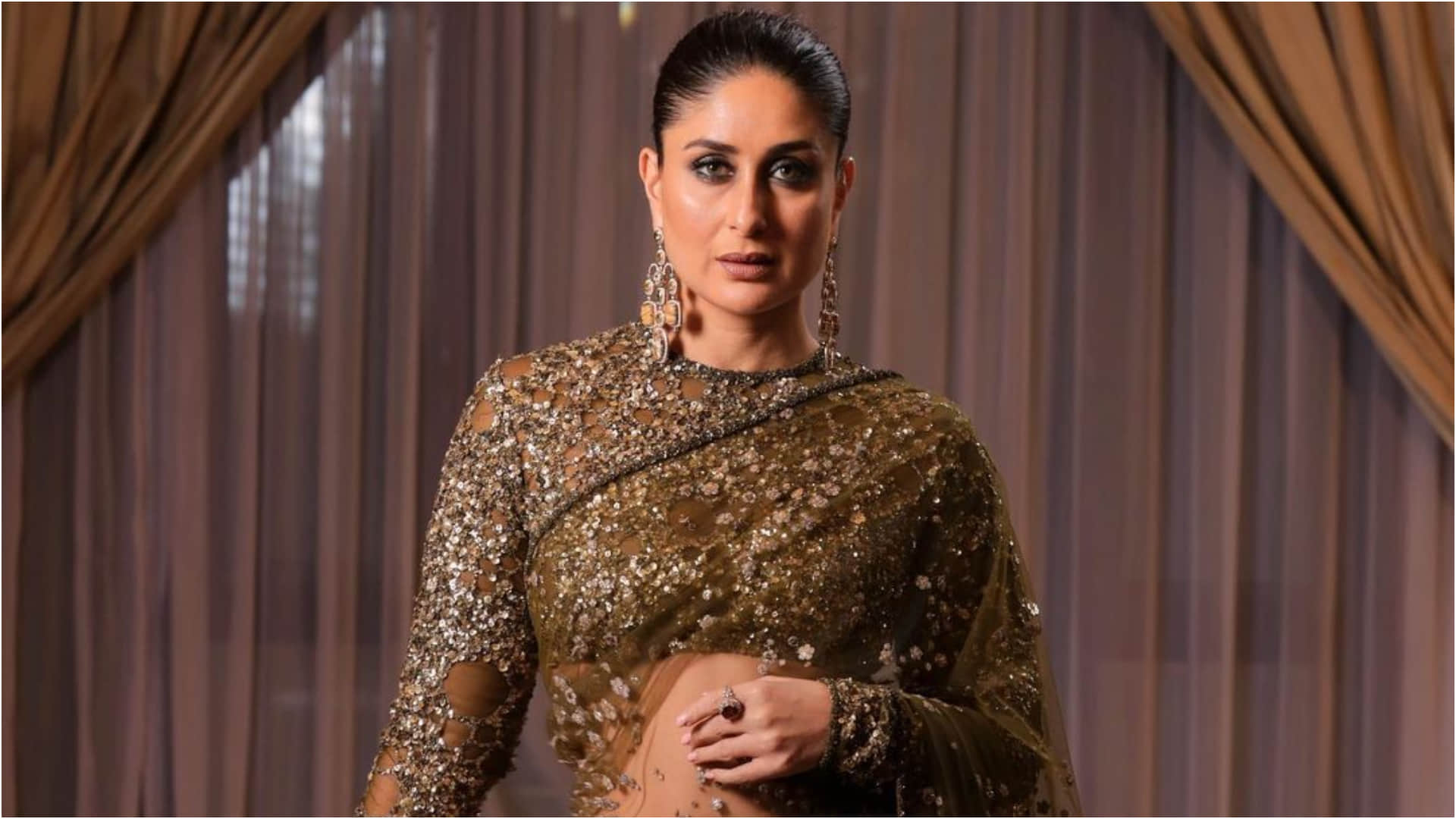 kareena kapoor gives princess vibes in blue gown poses with saif ali khan