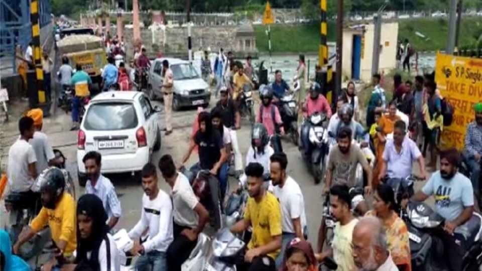 Bridge washed away in Nangal due to release of water in Satluj river