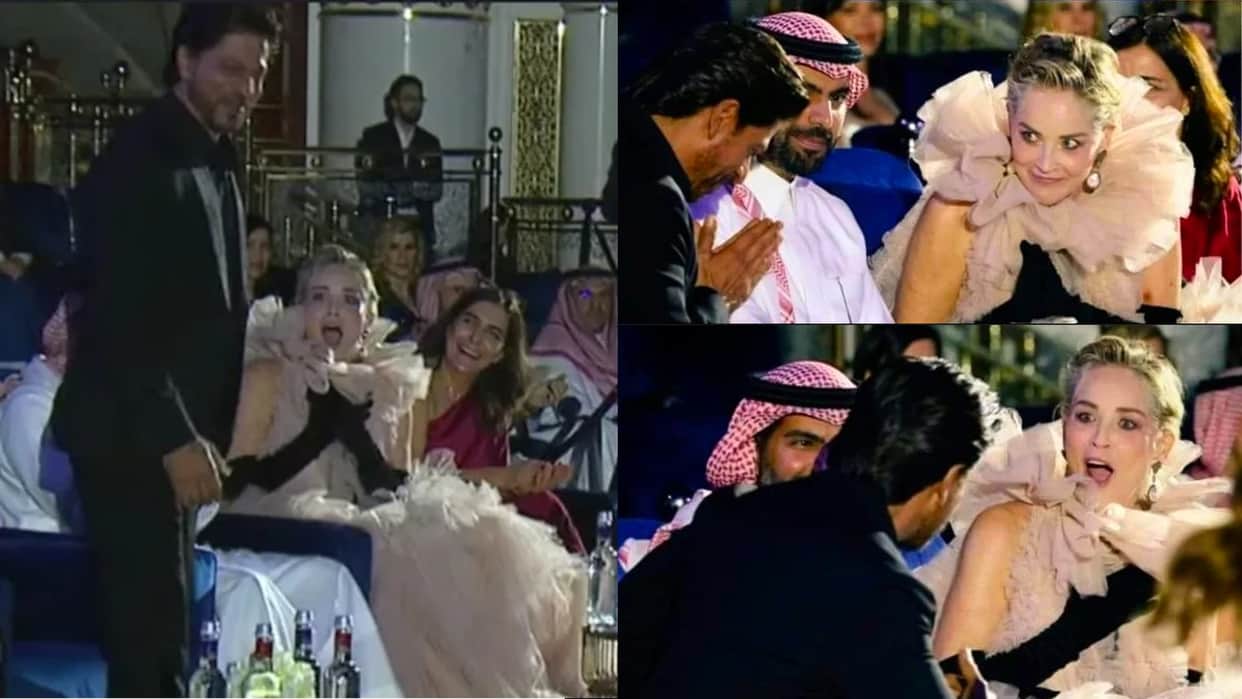 sea film festival hollywood actress sharon stone screamed with joy see shahrukh khan front of her video viral