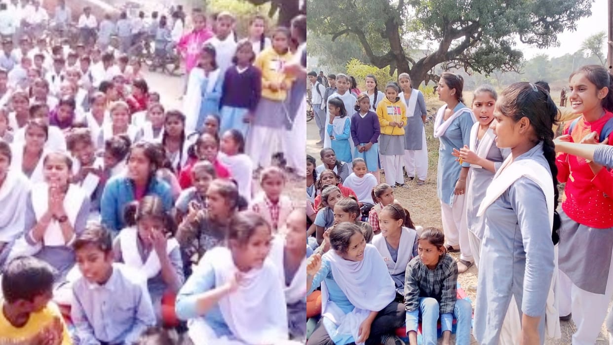 Fed up with the principal the students locked the school gate in Satna