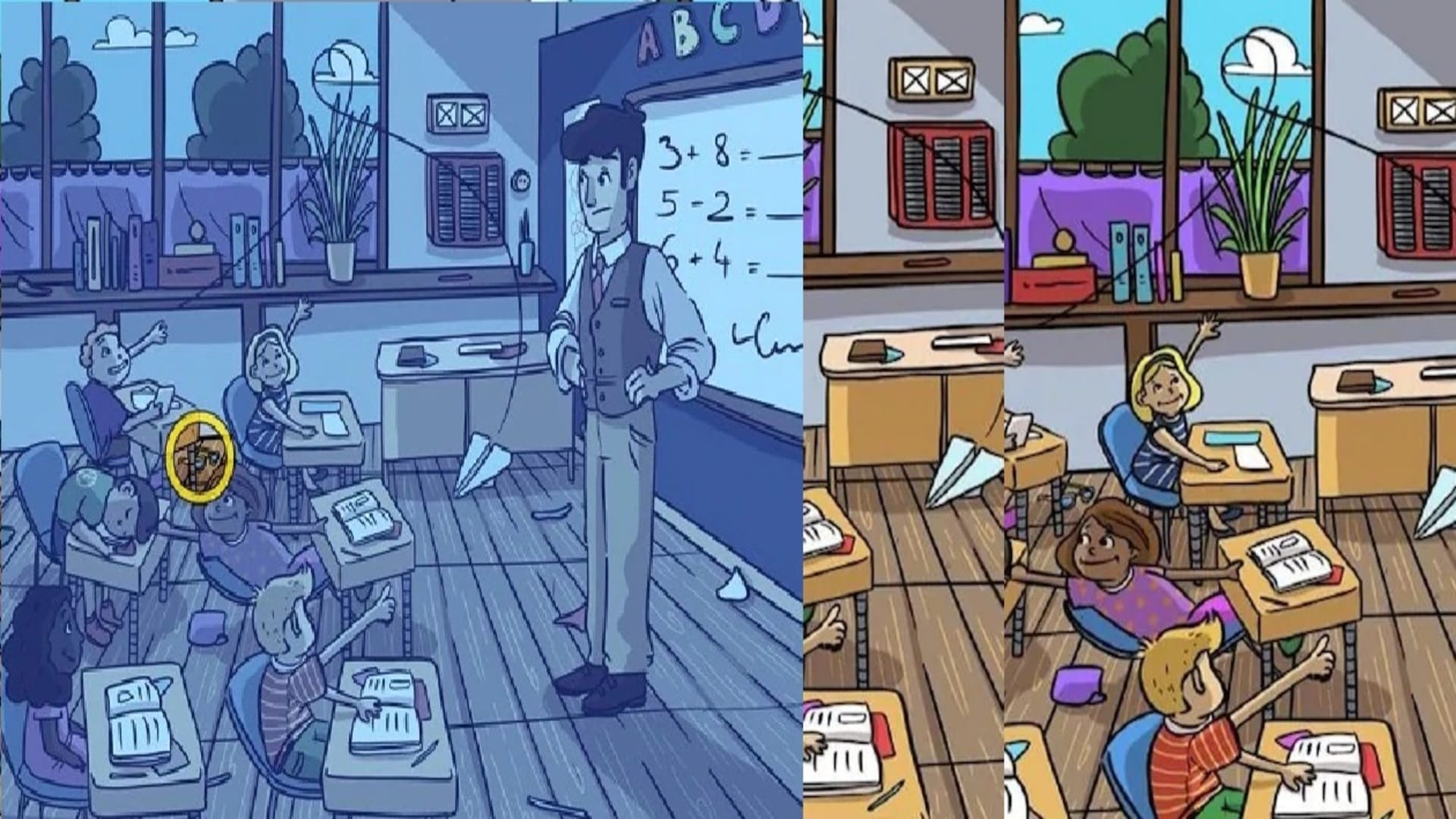 Optical illusion: Spot the hidden spectacles in classroom picture check your brain iq