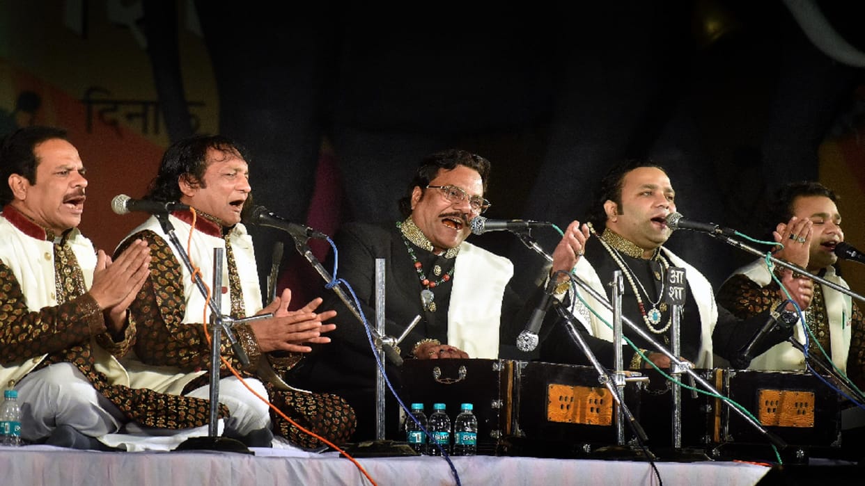 People danced to the qawwali of Sufi singer Niyazi brothers at the craft fair