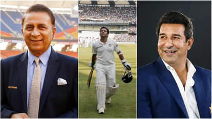 बाएं से- सुनील गावस्कर, सचिन तेंदुलकर और वसीम अकरम