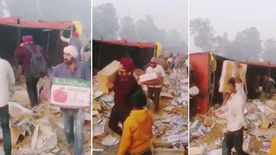 Video of looting apple crates from truck goes viral in Punjab