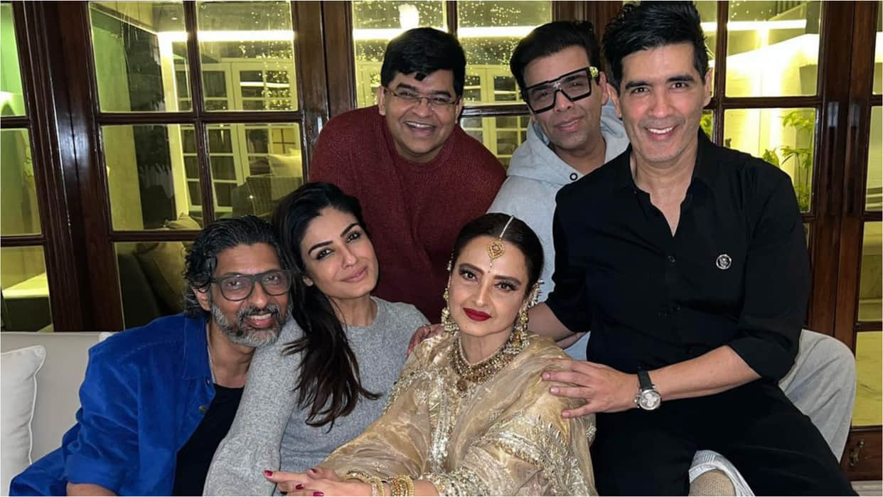 manish malhotra birthday party inside pic rekha steal limelight in evergreen look
