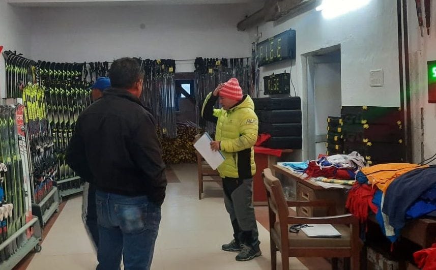 Technical committee inspects skiing equipment for fish race