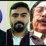 हरदियाल कंबोज, मिल्टी कंबोज व आत्महत्या करने वाले पत्रकार रमेश शर्मा की फोटो।