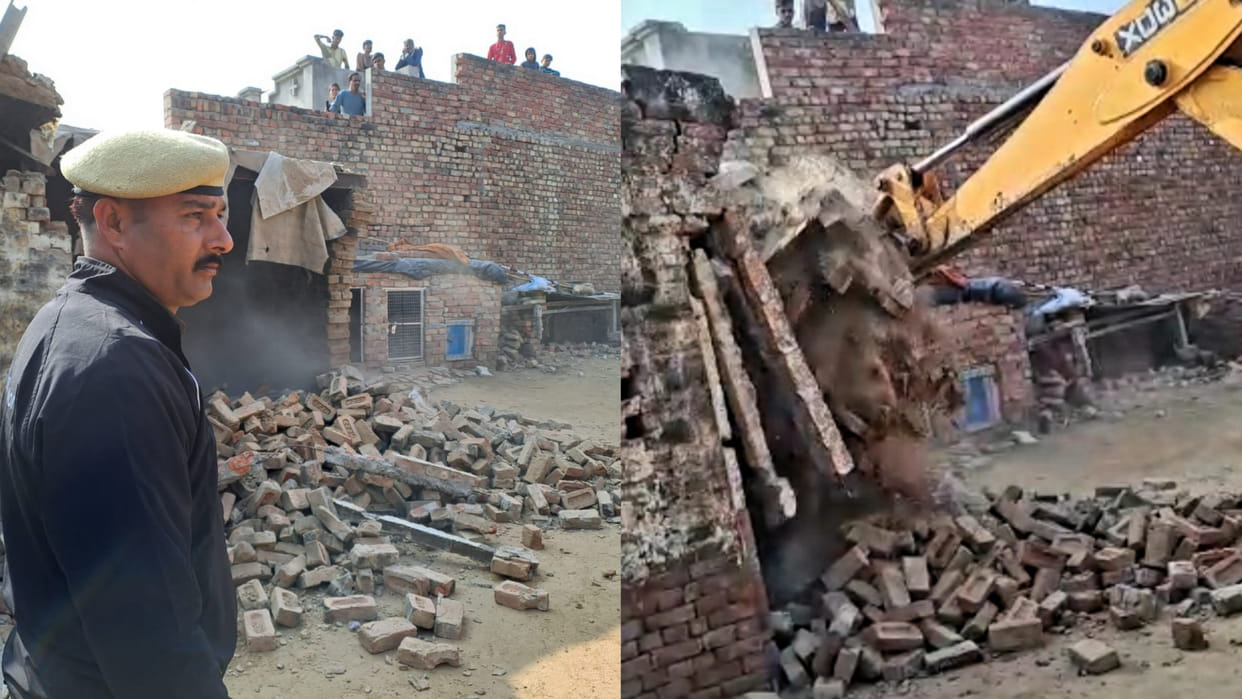 Bulldozer razed the house of bacchi gang henchman Sanjay in Fatehabad
