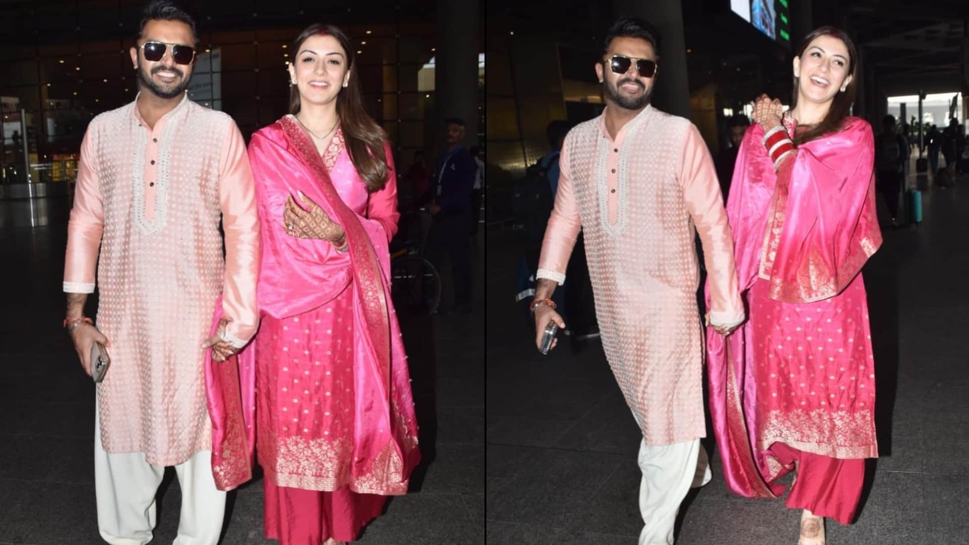 Hansika Motwani Sohael Khaturiya reacts on their honeymoon plans as they return to mumbai after wedding
