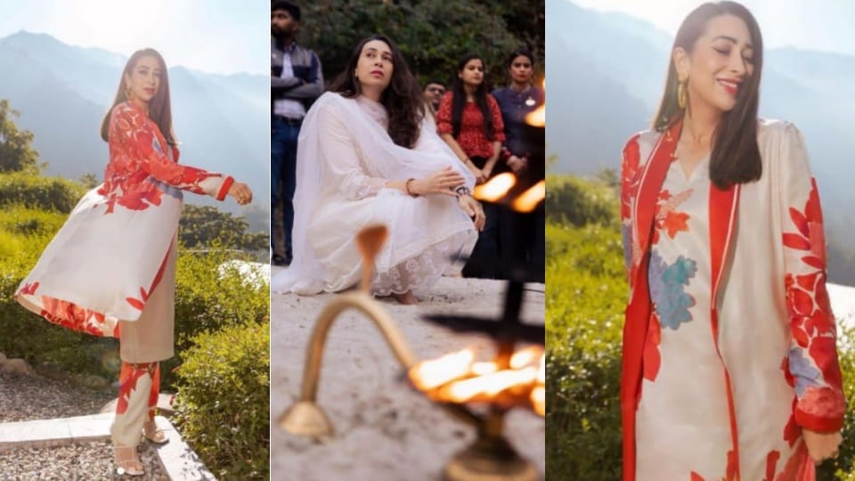 Bollywood Actress karishma kapoor reached Rishikesh and spent time on bank of ganga river