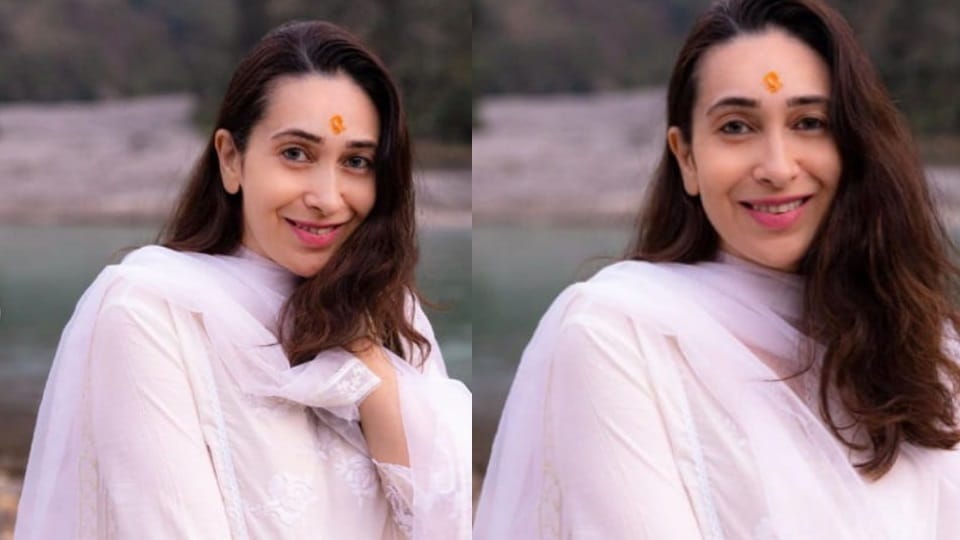 Bollywood Actress karishma kapoor reached Rishikesh and spent time on bank of ganga river