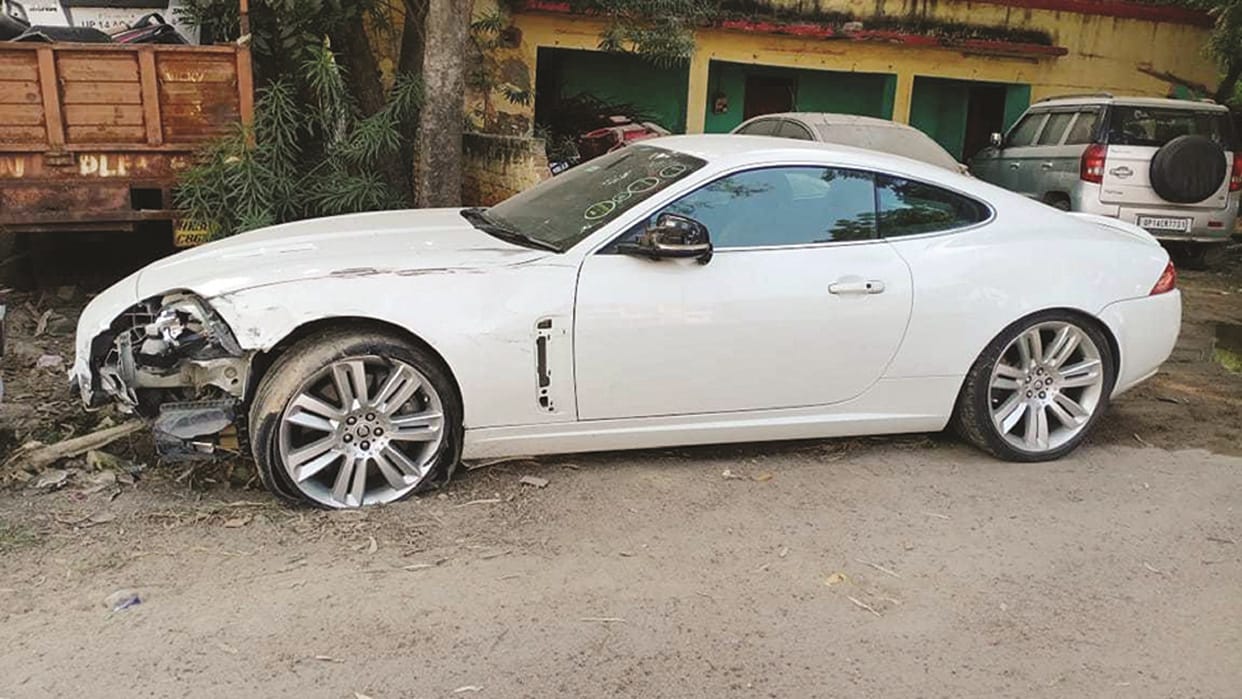 Scooty rider girl killed in jaguar collision in Noida