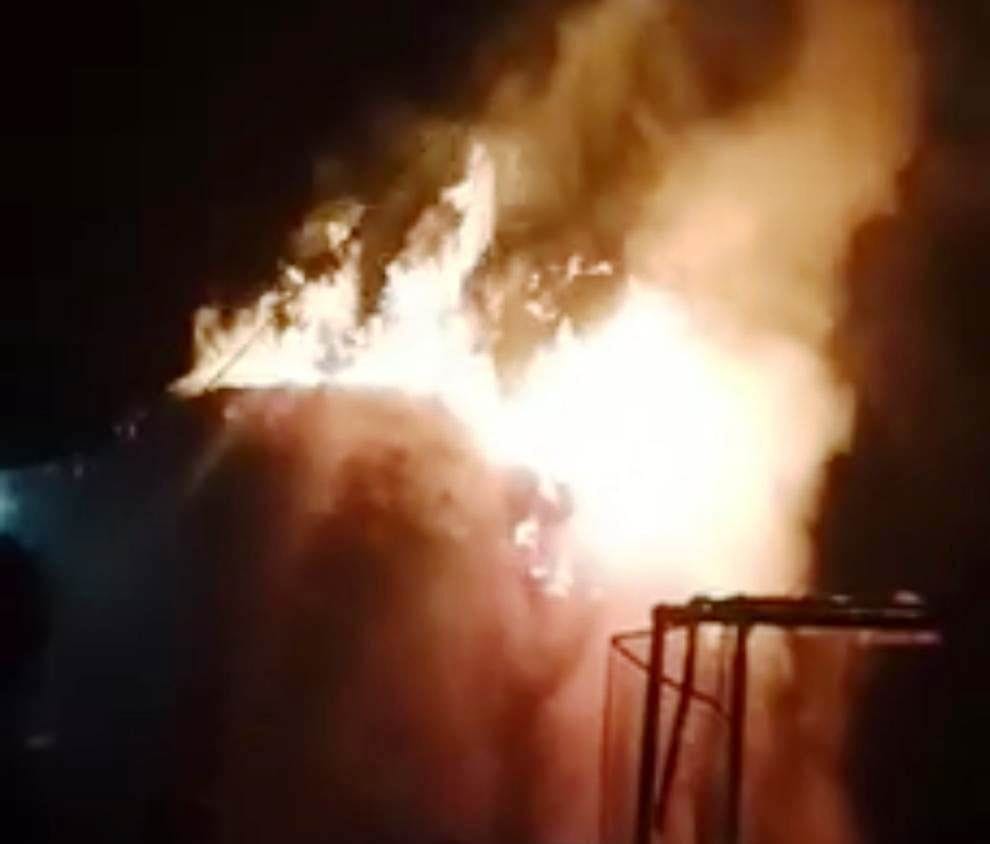 Curb fire, family narrowly saved