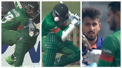 Watch Video India vs Bangladesh 2nd Odi Match Umran Malik Over to Shakib Al Hasan Helmet Bouncer News in Hindi