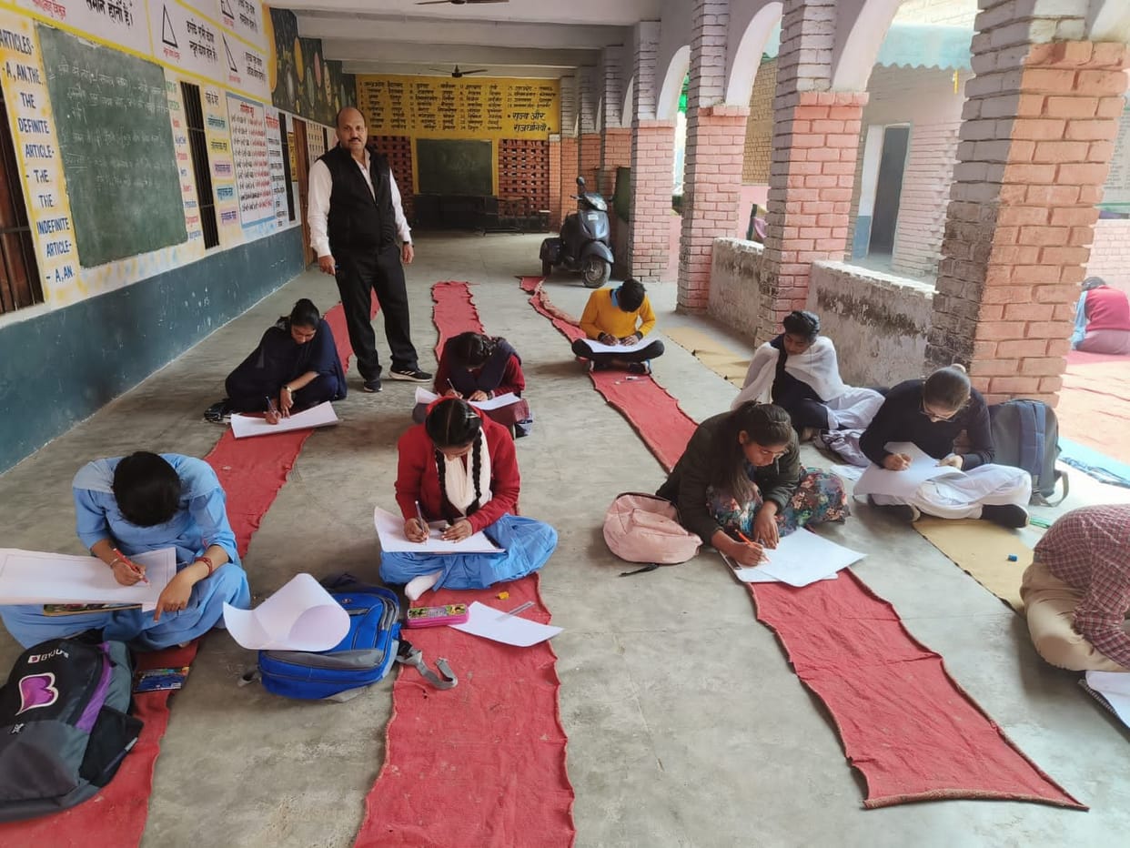 Anshu in painting competition and Sapna first in speech competition