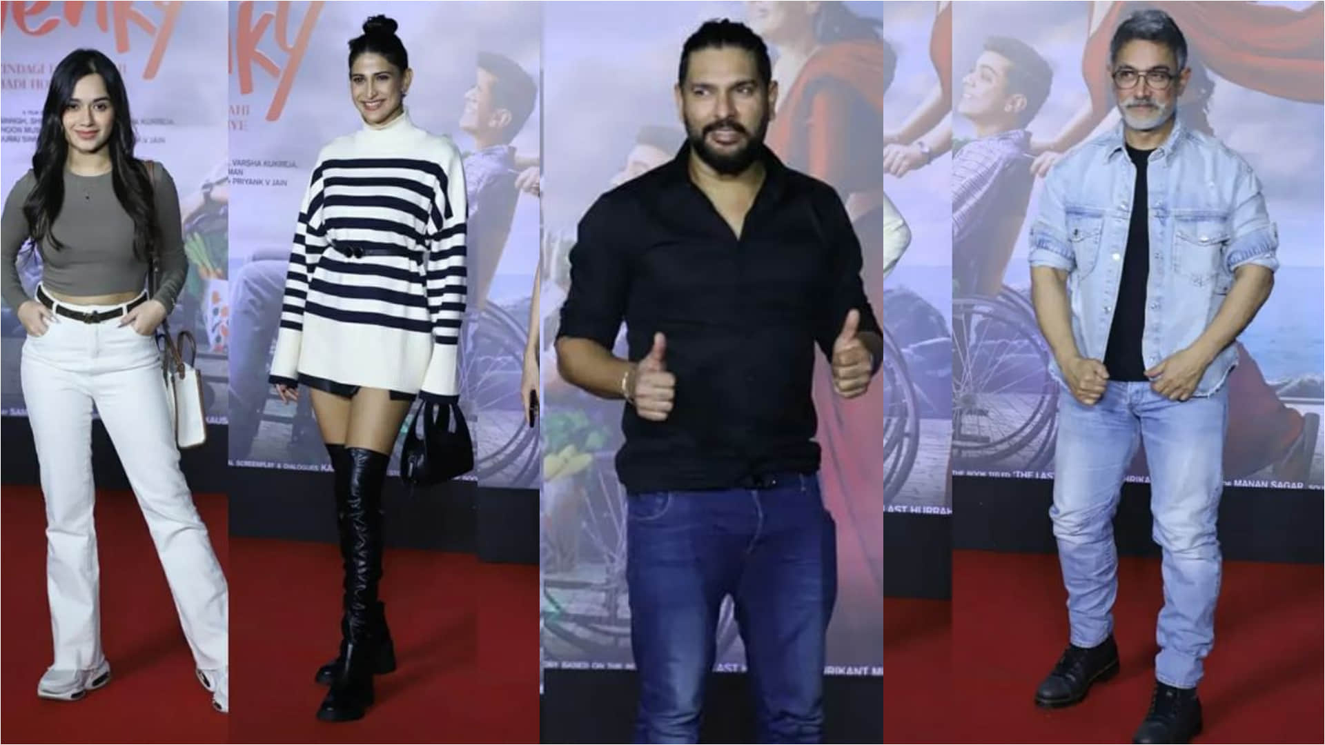 kajol seems uncomfortable while walk wear saree in movie premiere salaam venky`