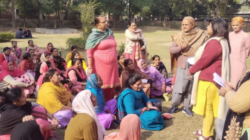 Anganwadi Workers Protest at mini secretariat in Jind