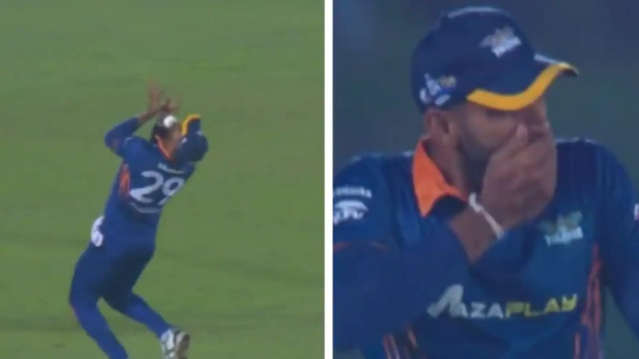 Lanka Premier League Sri Lanka cricketer Chamika Karunaratne loses teeth after trying to take a catch video wa