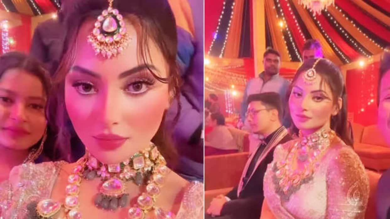 Urvashi Rautela wore embellished lehenga diamond jewellery at her cousin wedding photos getting viral