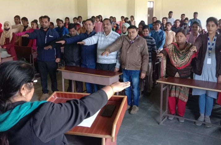 Oath of traffic rules administered to students