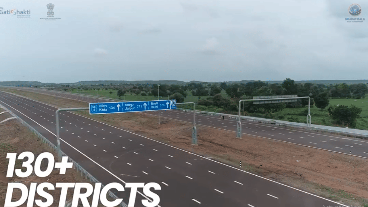 total of 34,800 km of National Highways are being developed in india under bharatmala phase one