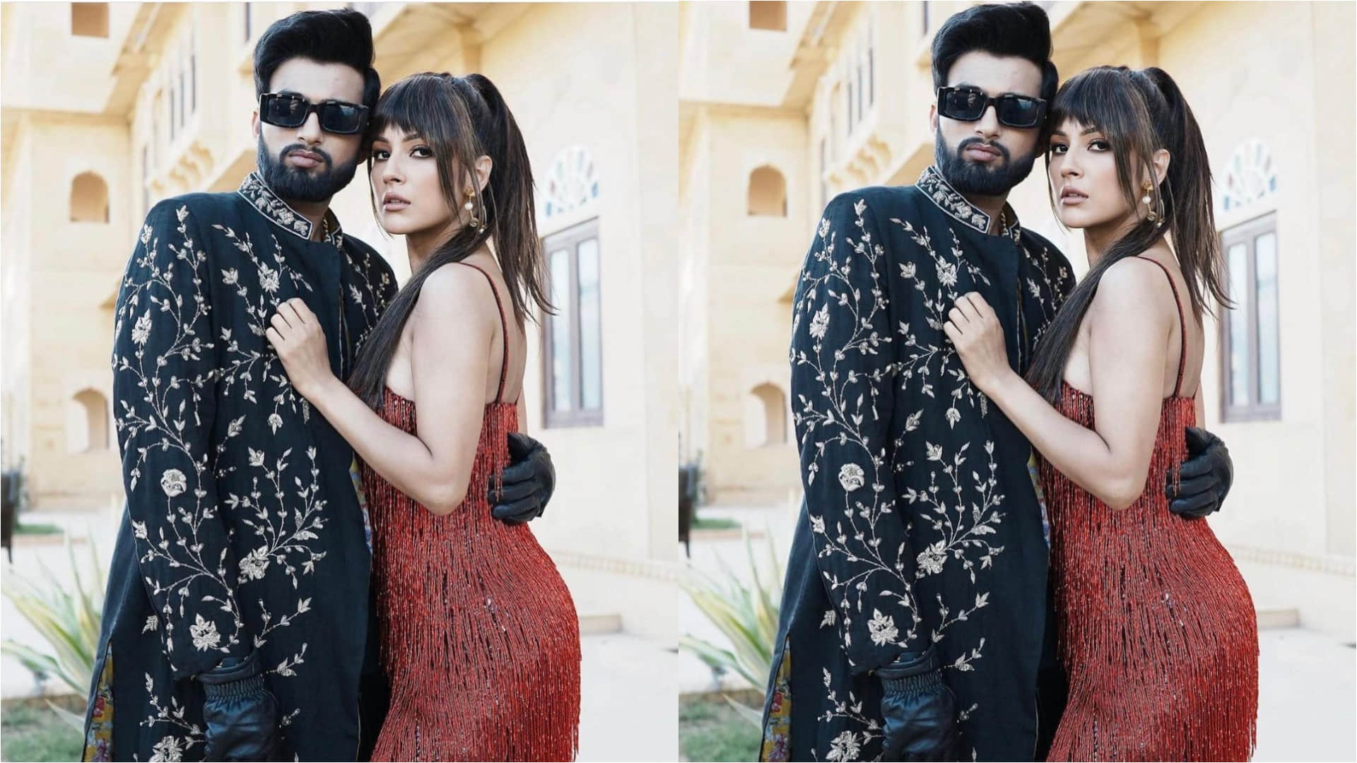 shehnaaz gill blue off shoulder dress with fur look transformation impress fans