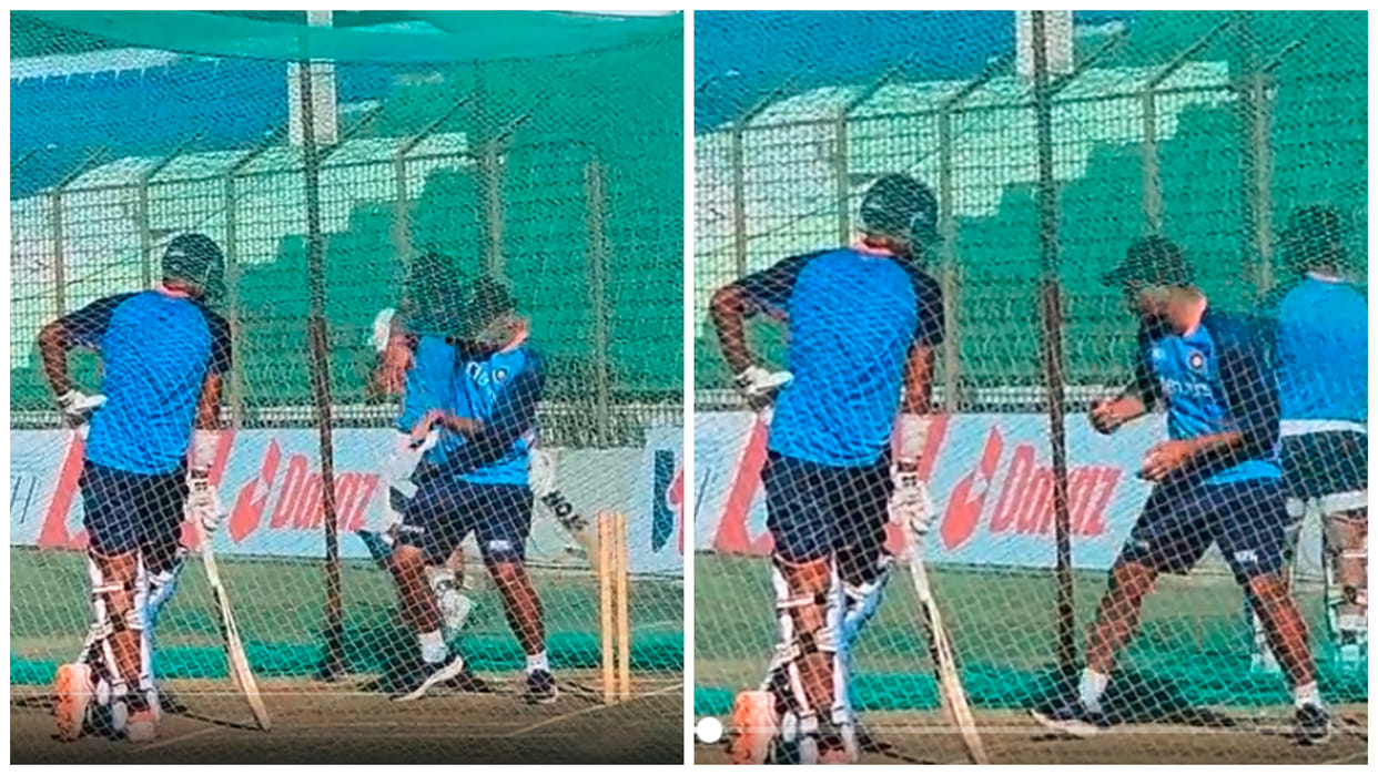 Video watch Rahul Dravid working hard on Washington Sundar batting gave tips on nets before Ind vs Ban 3rd ODI