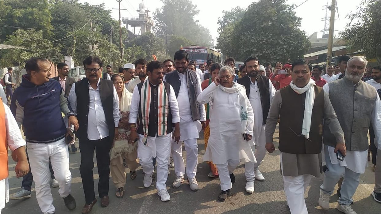 kanpur dehat: Congressmen took out Bharat Jodo Yatra from Akbarpur, state president joined