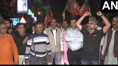 BJP workers took to the streets to protest against the attack on BJP State President Sukant Mazumdar
