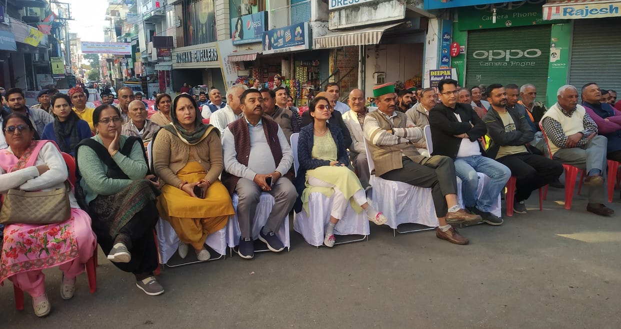 Sukhu's swearing-in ceremony seen on big LED screen in Hamirpur, Nadaun