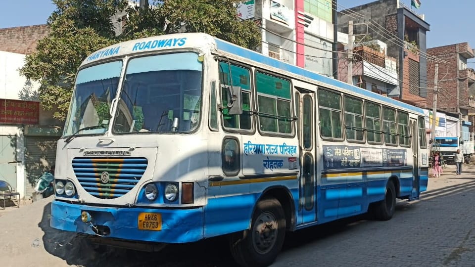 Roadways bus hit two passengers standing on road on Gohana Road in Panipat