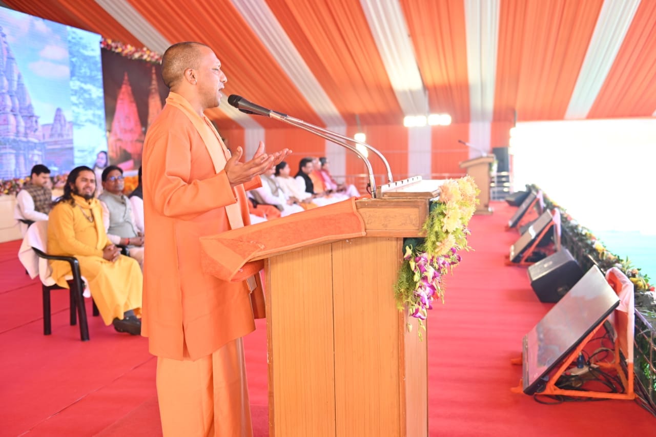 CM Yogi in varanasi with Enlightened people said UP is going become engine of India development