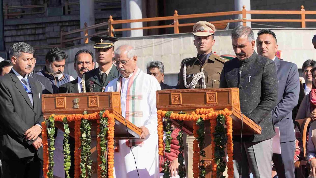 himachal pradesh new cm sukhvinder singh suku oath ceremony at ridge maidan shimla