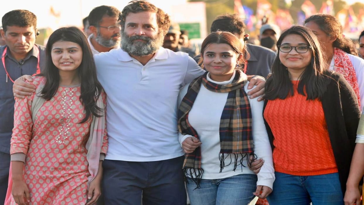 Bharat Jodo Yatra Women with Rahul Gandhi on Monday