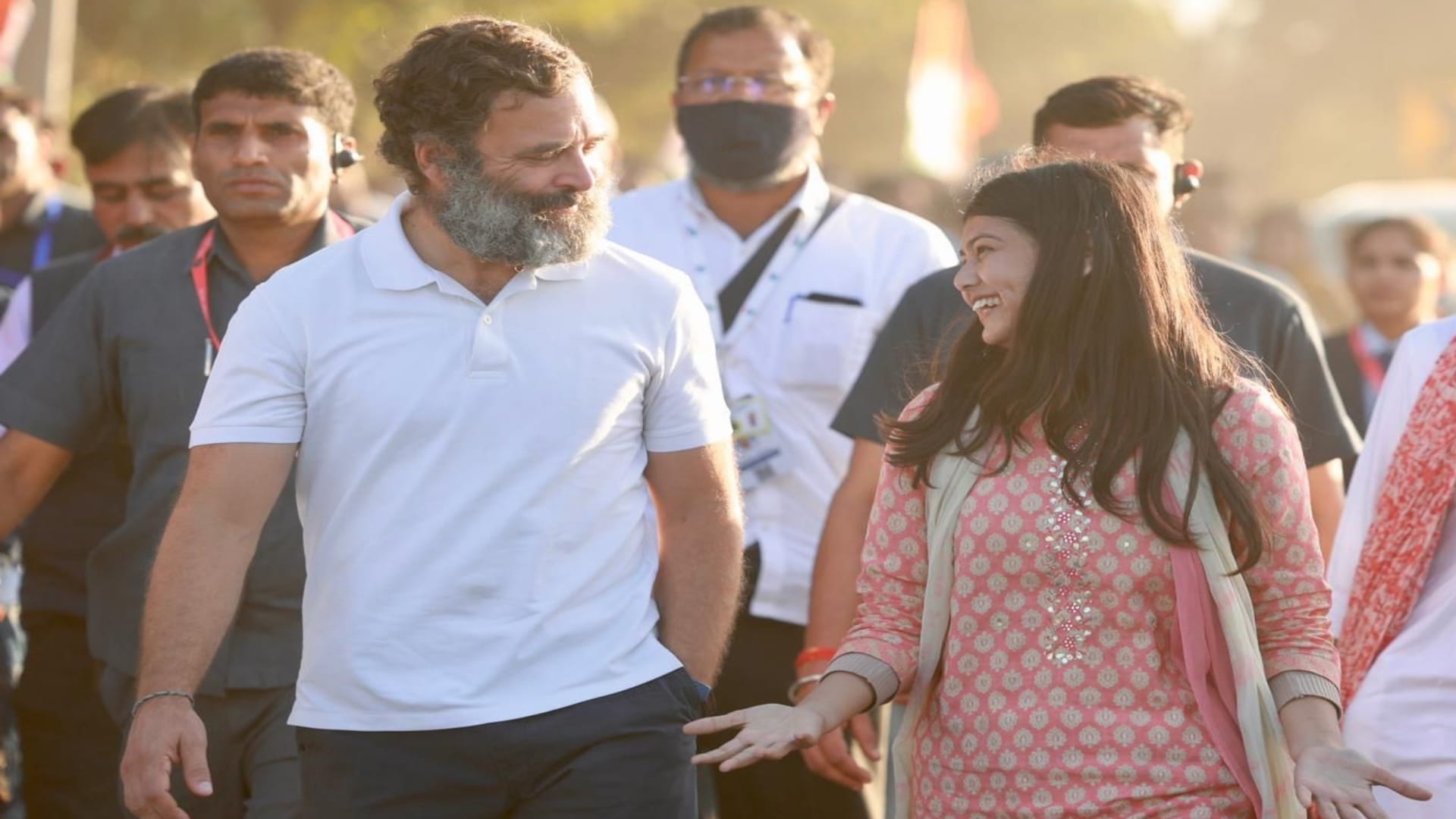 Bharat Jodo Yatra Women with Rahul Gandhi on Monday