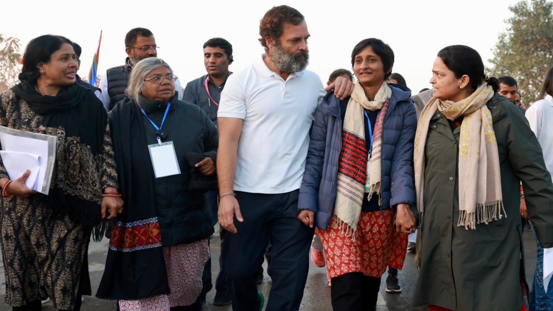 Bharat Jodo Yatra Women with Rahul Gandhi on Monday