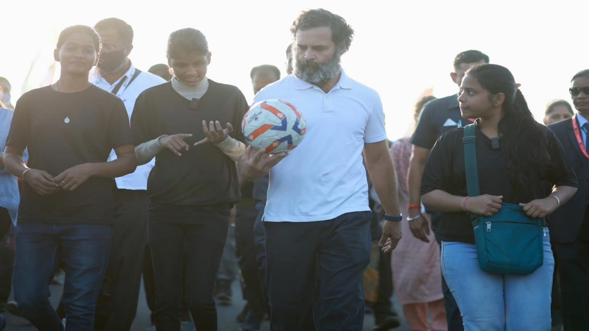 Bharat Jodo Yatra Women with Rahul Gandhi on Monday