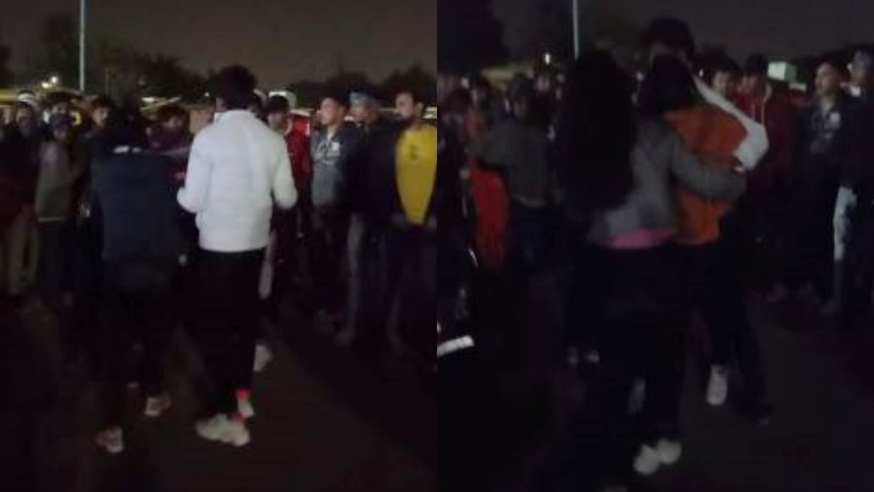 MP News fight that started with abusive words reached fight boys and girls pelted each other