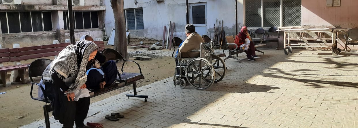 Health: When the cold increased, the health department arranged for the patients to sit outside the OPD in the sun.