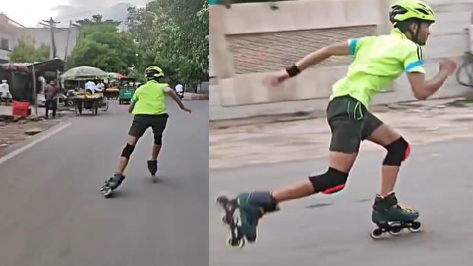 state skater akash skates 65 km on the roads every day in Agra