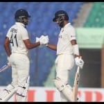 शतकीय साझेदारी के दौरान पुजारा और अय्यर