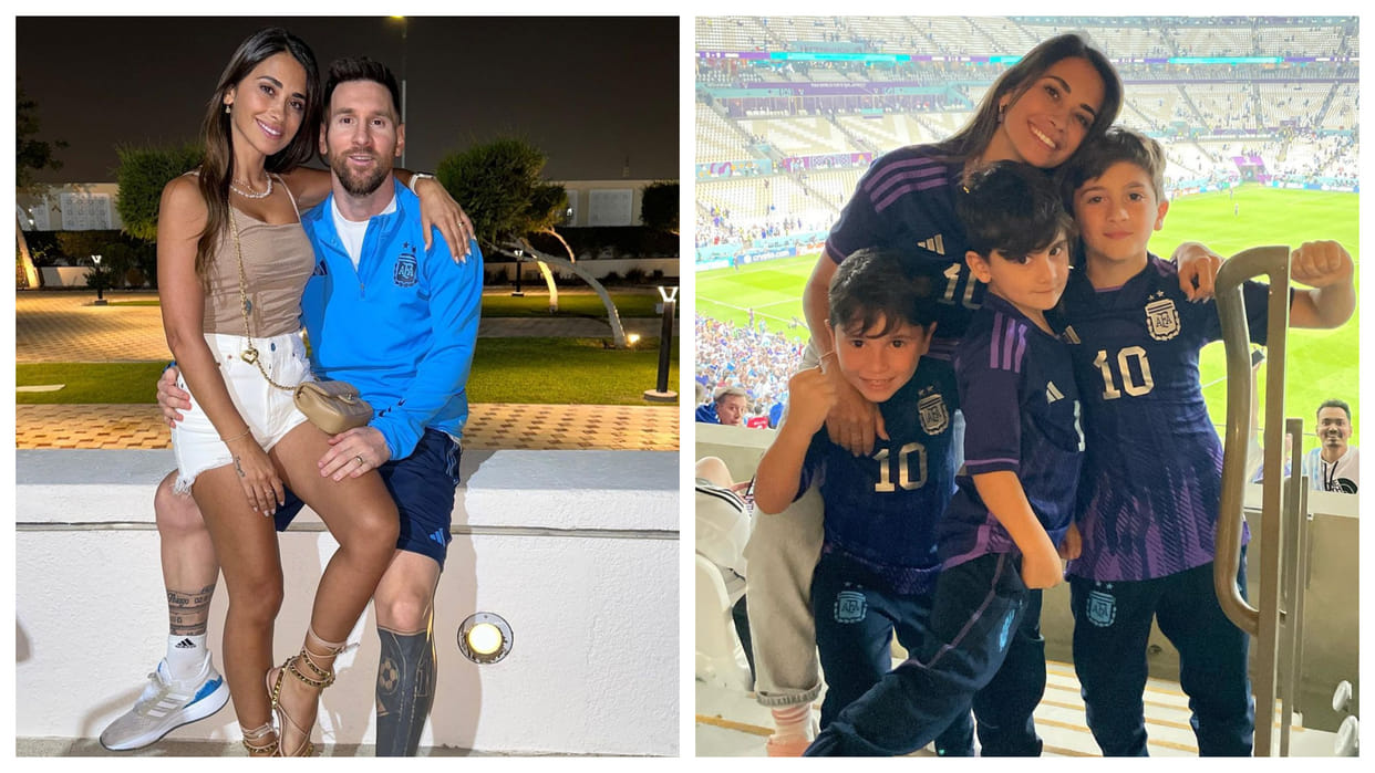 FIFA World Cup 2022 Lionel Messi wife Antonela Roccuzzo celebrates Argentina semi final win over Croatia