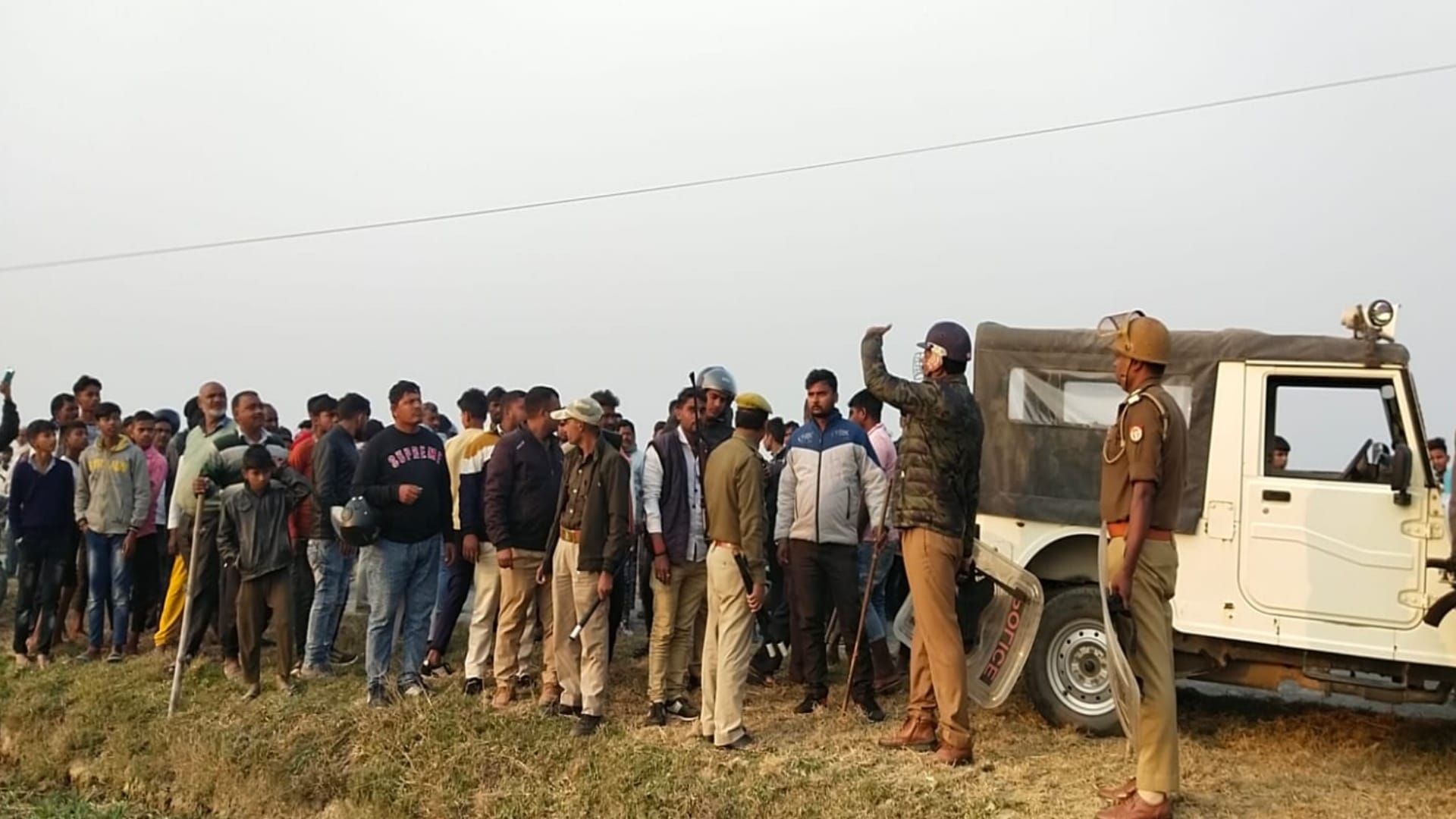 Leopard hiding near drain after attacking people in maharajganj
